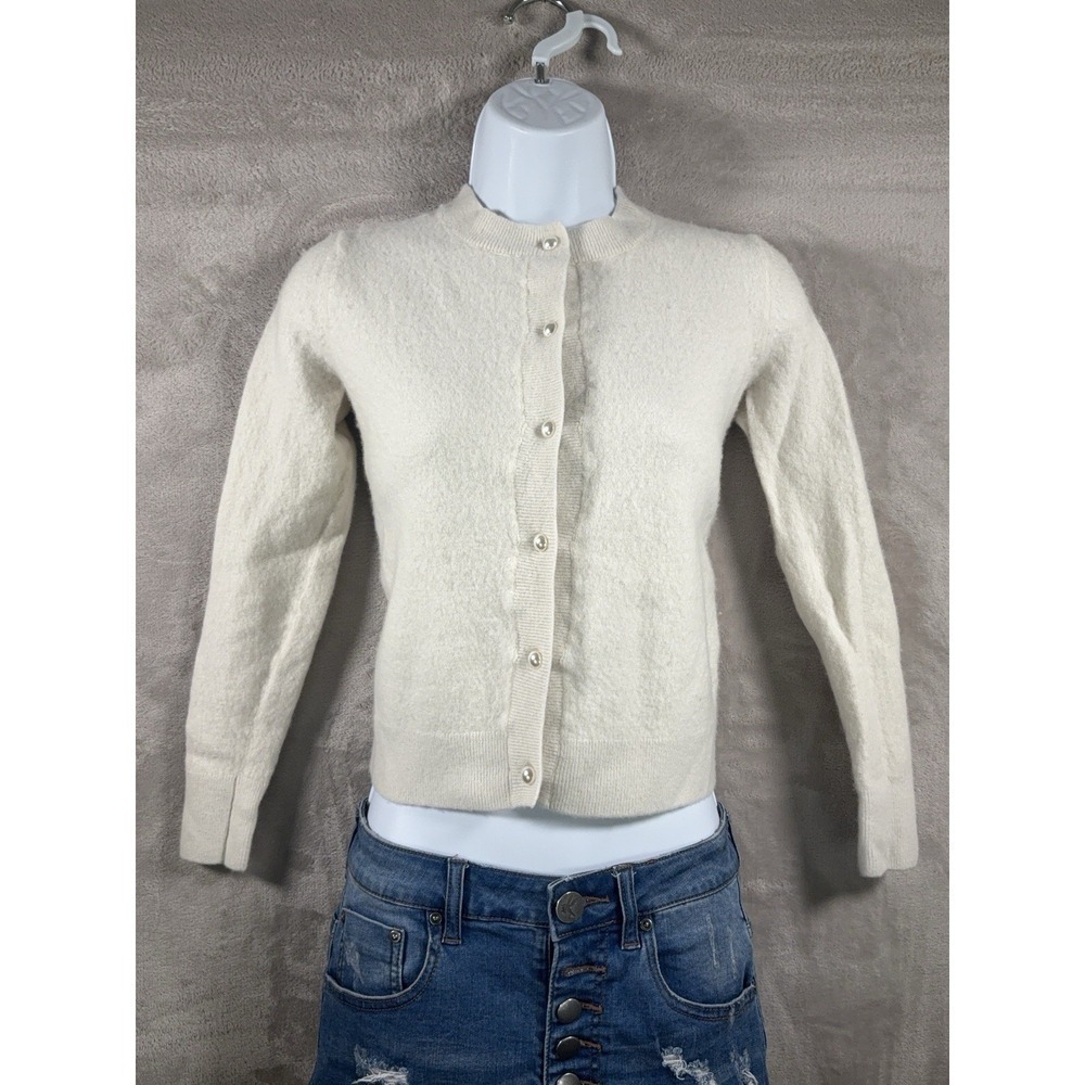 Hill House Cardigan Womens XS White Merino Wool Button Front Knit Sweater